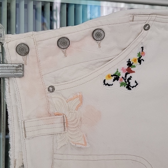 We The Free Love Alive Boyfriend Jeans Patchwork Dye Carpenter Pants Sz 28 - Picture 7 of 16